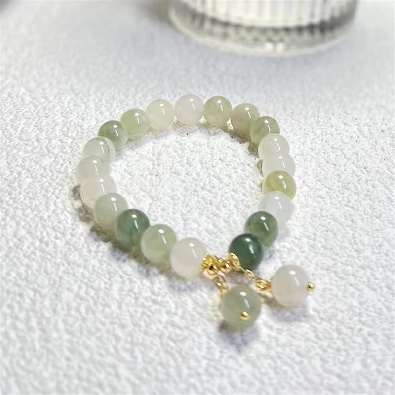 Mythstone Natural Gradient Jade Abundance Luck Bead Charm Bracelet