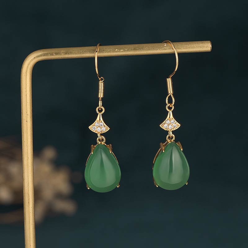 Mythstone Cyan Jade Luck Drop Earrings