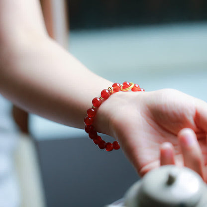 Pulsera de confianza con letras de bendición de ágata roja natural Mythstone