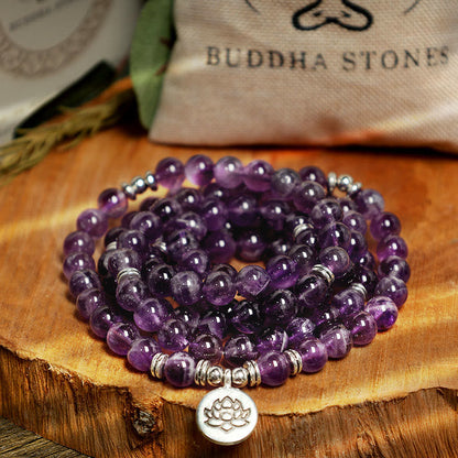 Mythstone Natural Amethyst Purification Mala Bracelet