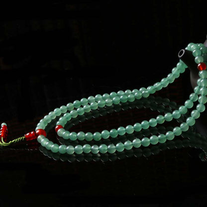 Mythstone 108 Beads Green Aventurine Red Agate Luck Mala Bracelet