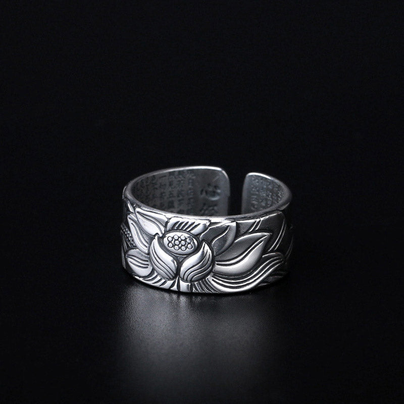 Mythstone Tibetan Lotus White Copper Enlightenment Ring