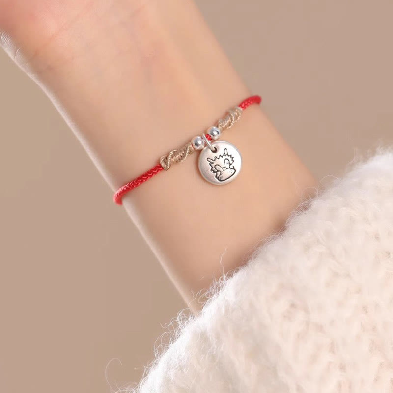 Pulsera trenzada con el signo de la suerte del año del dragón chino hecha a mano en plata de ley 999 de Mythstone 