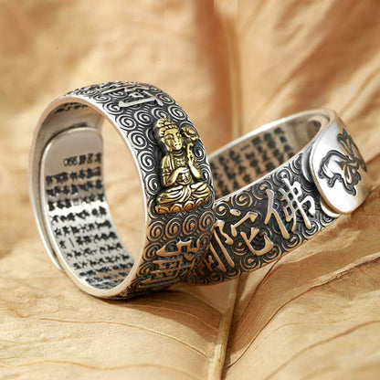 Anillo ajustable de la suerte y la riqueza con el Buda natal del zodíaco chino Mythstone