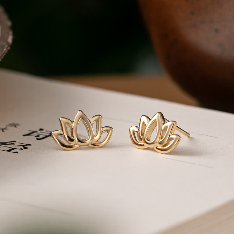 Mythstone 925 Sterling Silver Lotus Flower Blessing Earrings