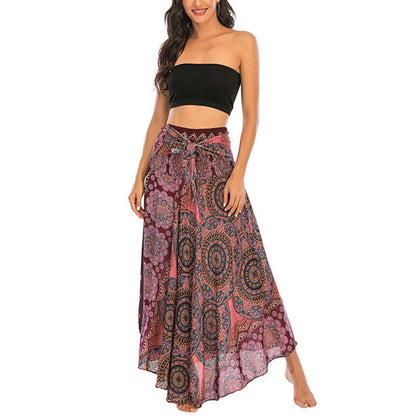 Mythstone Two Style Wear Bohemian Mandala Flower Lace-up Skirt Dress