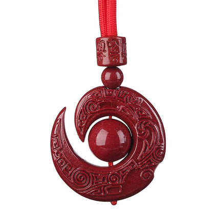 Mythstone One's Luck Improves Design Patern Natural Cinnabar Concentration Necklace Pendant