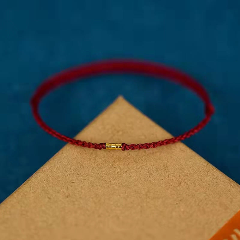 Pulsera de tobillo con hilo trenzado de cuentas doradas de la suerte en plata de ley 925 Mythstone