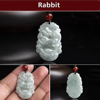 Mythstone Natural Jade 12 Chinese Zodiac Sucess Pendant Necklace Necklaces & Pendants Mythstone 9