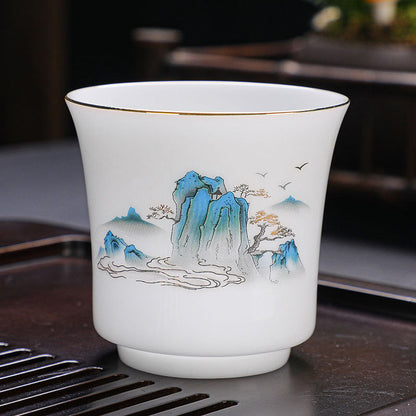 Mythstone Mountains Rivers Tree Ceramic Teacup Kung Fu Tea Cup 120ml