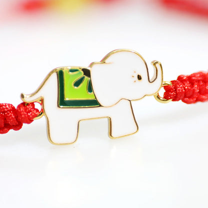 Pulsera de hilo rojo con elefante de la suerte en plata de ley 925 hecha a mano tibetana