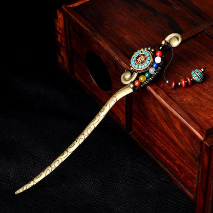 Mythstone Tibetan Turquoise Agate Protection Hairpin Decorations