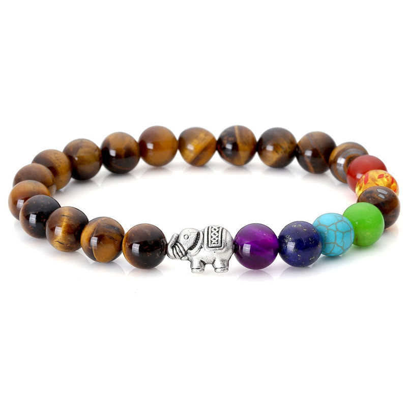 Mythstone Lava Rock Tiger Eye Stone Elephant Diffuser Peace Healing Bracelet