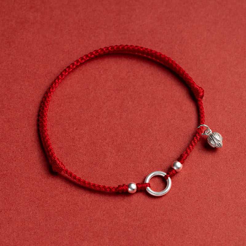 Mythstone 925 Sterling Silver Lucky Fortune Peace Joy Lotus Peace Buckle Red String Bracelet