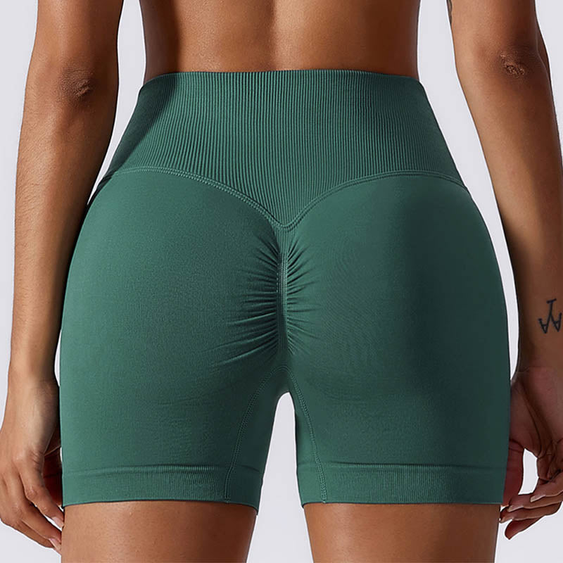 Mythstone Women Seamless High Elasticity Sports Fitness High Waist Yoga Workout Shorts