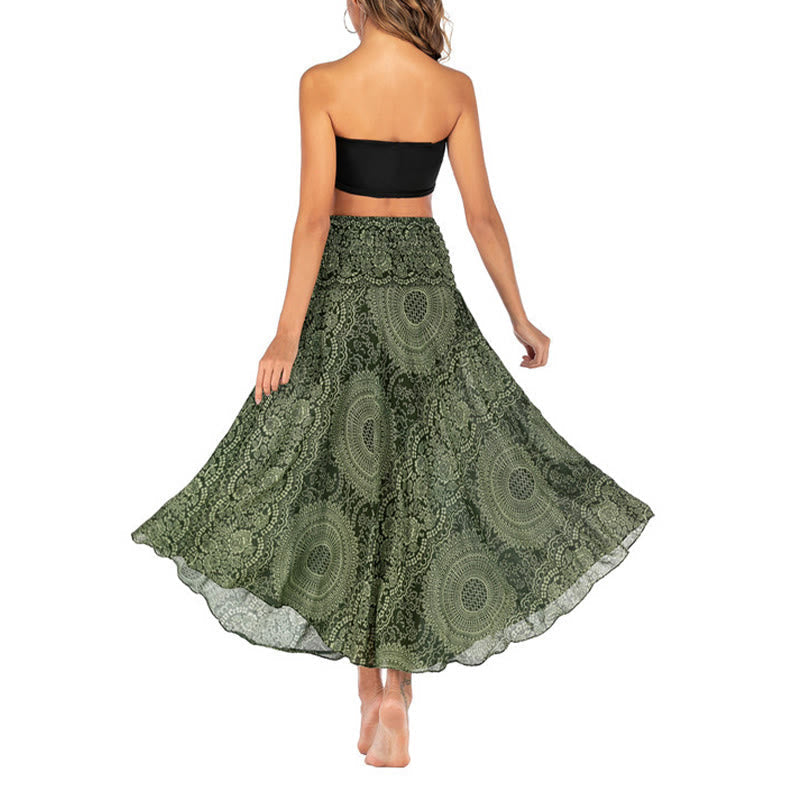 Mythstone Two Style Wear Boho Compass Rose Flower Skirt Dress