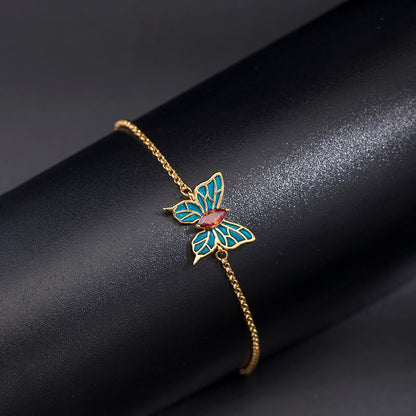 Mythstone 925 Sterling Silver Butterfly Zircon Love Chain Bracelet