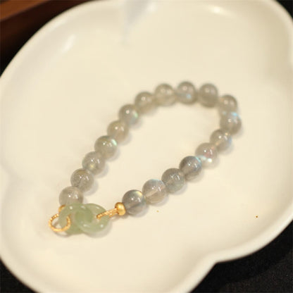 Mytthstone Natural Moonstone Heitan Jade Peace Buckle Healing Bracelet