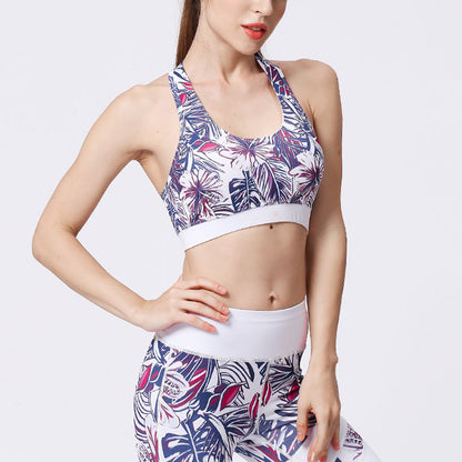 Mythstone 2Pcs Sunflower Flowers Leaves Print Top Pants Sports Fitness Yoga Women's Yoga Sets