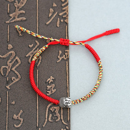 Mythstone Handmade Colorful King Kong Knot Buddha Serenity String Bracelet