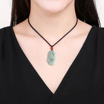 Mythstone Natural Jade 12 Chinese Zodiac Sucess Pendant Necklace