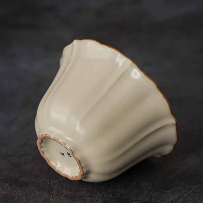 Mythstone Beige Plum Blossom Shape Peach Branch Ceramic Gaiwan Sancai Teacup Kung Fu Tea Cup With Lid