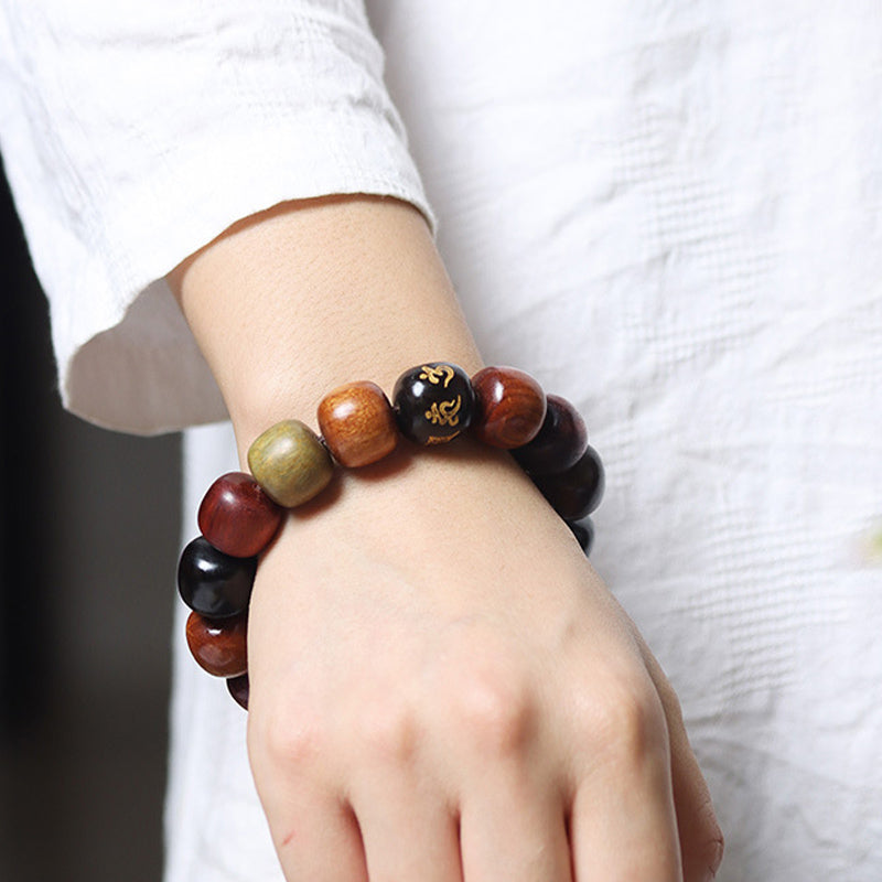 Mythstone Tibet Various Wood Om Mani Padme Hum Purity Bracelet