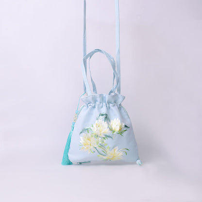 Mythstone Suzhou Embroidery Lotus Deer Epiphyllum Peony Rabbit Cotton Linen Tote Crossbody Bag Shoulder Bag Handbag