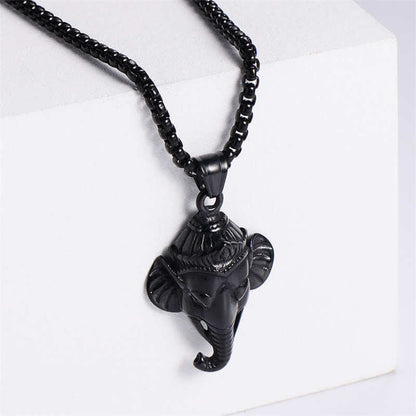 Mythstone Ganesh Ganpati Elephant Titanium Steel Protection Pendant Necklace