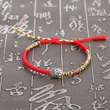 Mythstone Handmade Colorful King Kong Knot Buddha Serenity String Bracelet