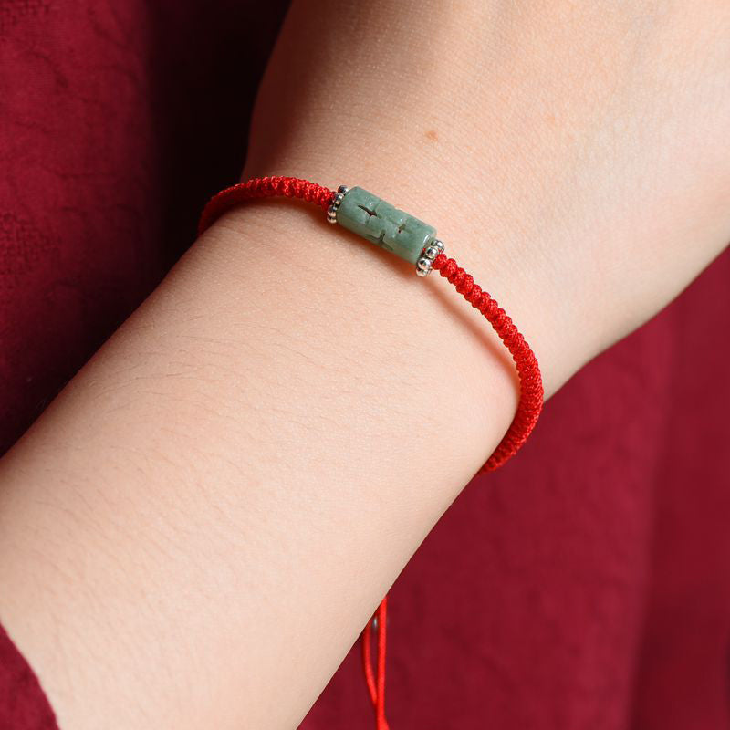 Mythstone Natural Jade Companion Lucky Red String Bracelet