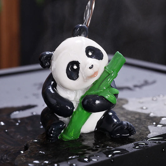 Mythstone Color Changing Small Cute Panda Bamboo Tea Pet Resin Home Figurine Decoration