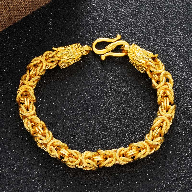 Mythstone 24k Gold Plated Double Headed Dragon Protection Bracelet