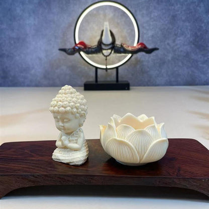 Mythstone Mini Ivory Fruit Tathagata Buddha Lotus Kwan Yin Avalokitesvara Manjusri Samantabhadra Serenity Desk Decoration