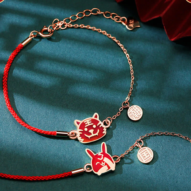 Mythstone 925 Sterling Silver Color-changing Chinese Zodiac Luck Protection Red String Chain Bracelet