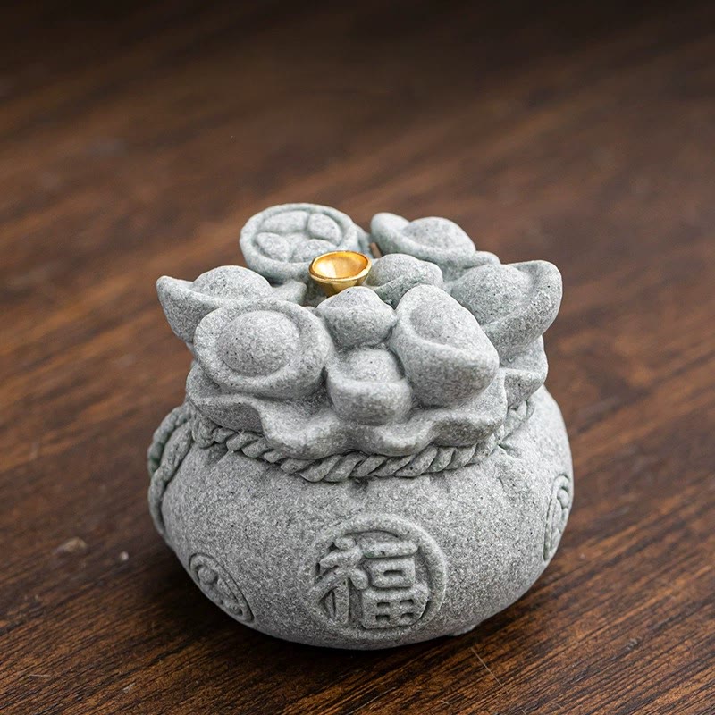 Mythstone Chinese Character Fu Ingots Healing Incense Burner Desk Decoration