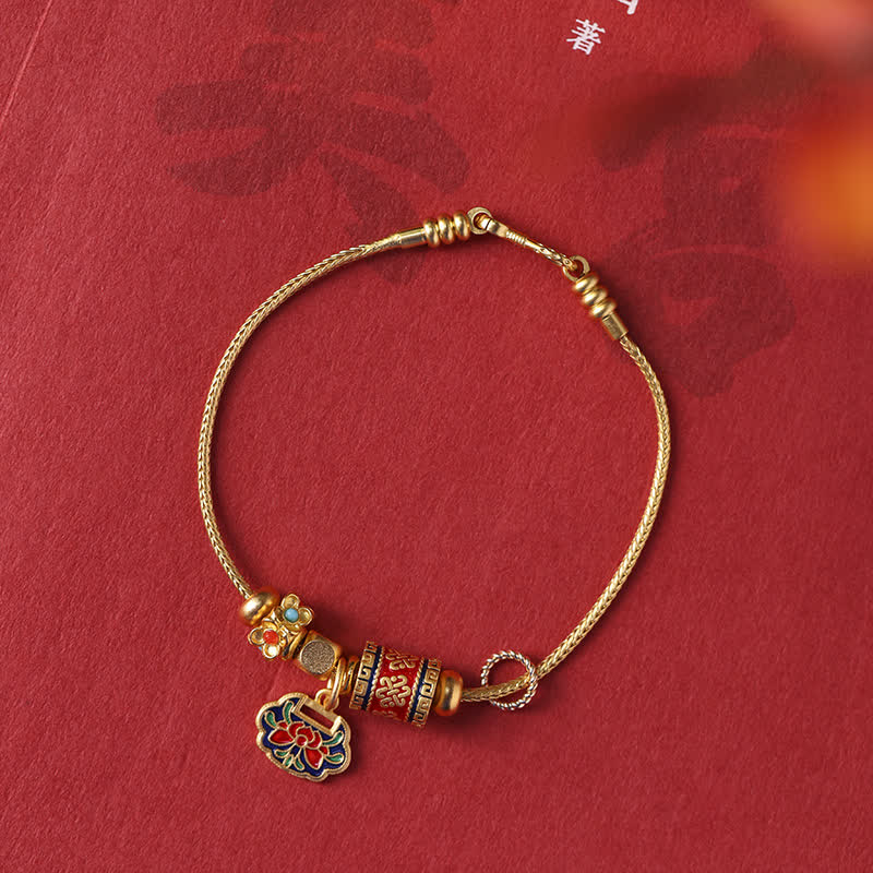 Pulsera con cuentas de cobre y dijes de Mythstone Lotus Enlightenment 