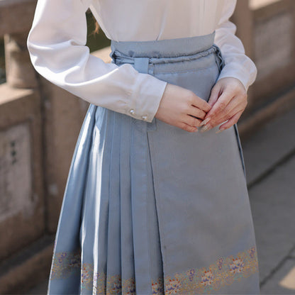 Mythstone Chinese Hanfu Phoenix Feathers Printed Horse Face Skirt Mamianqun