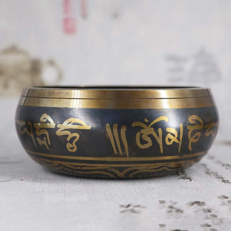 Mythstone Tibetan Meditation Bowl for Healing and Mindfulness Om Mani Padme Hum Singing Bowl