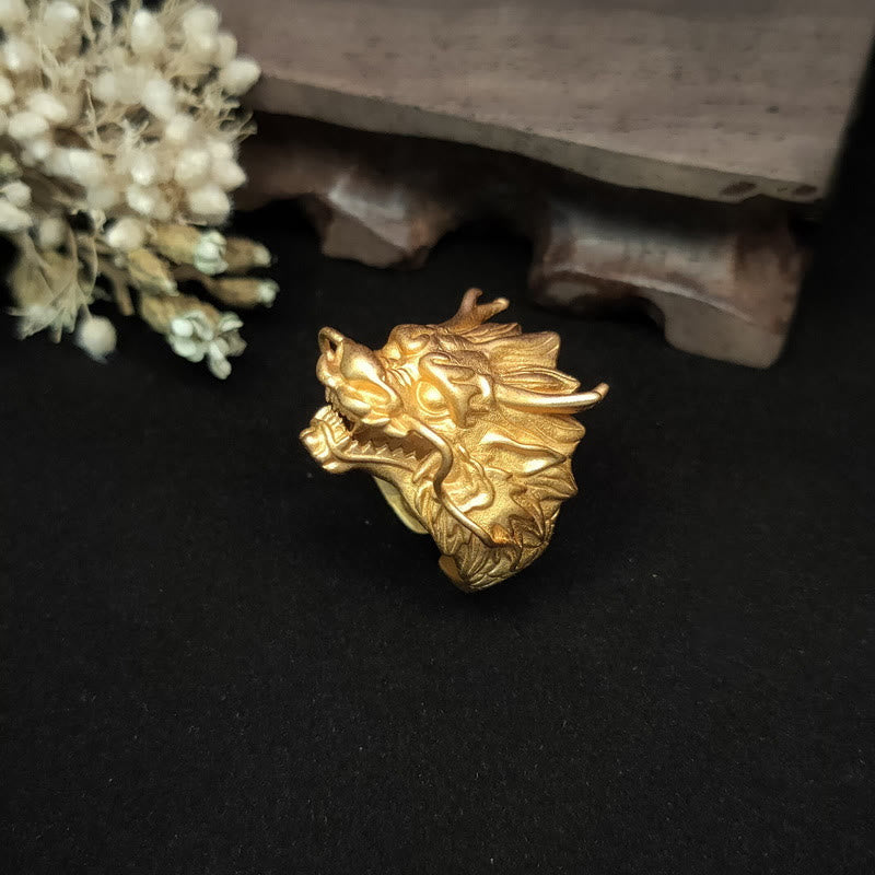 Mythstone Golden Dragon Luck Protection Ring