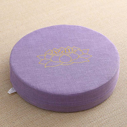 Mythstone Lotus Embroidery Cotton Linen Meditation Seat Cushion