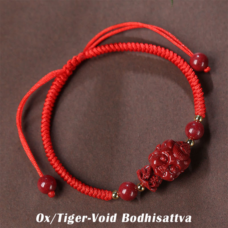 Mythstone Chinese Zodiac Natal Buddha Cinnabar Amulet Blessing String Bracelet