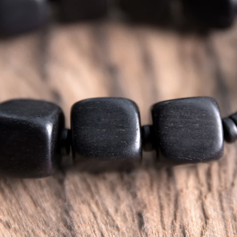 Mythstone Tibetan Ebony Wood Dzi Bead Strength Bracelet