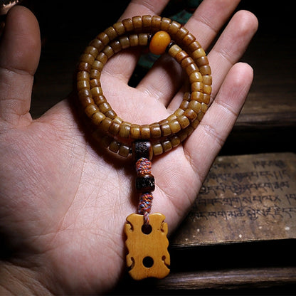 Mythstone Tibet 108 Mala Beads Yak Bone Amber Balance Bracelet