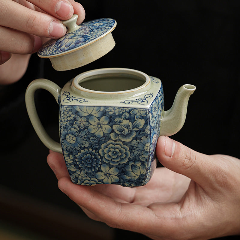 Mythstone Blue and White Porcelain Chinese Gongfu Tea Ceramic Kung Fu Teapot Cup Tea Filter Canister