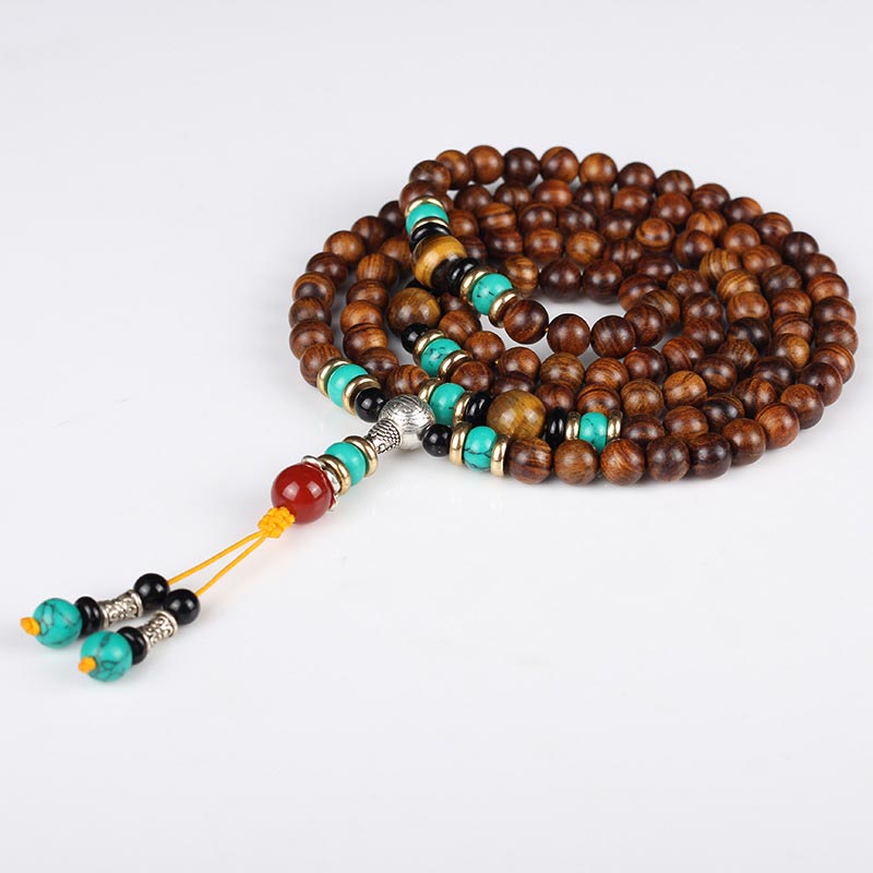 Mythstone 108 Beads Rosewood Tiger Eye Mala Healing Bracelet