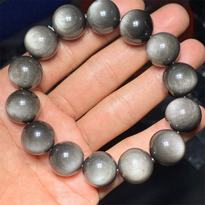 Mythstone Natural Silver Sheen Obsidian Soothing Protection Bracelet