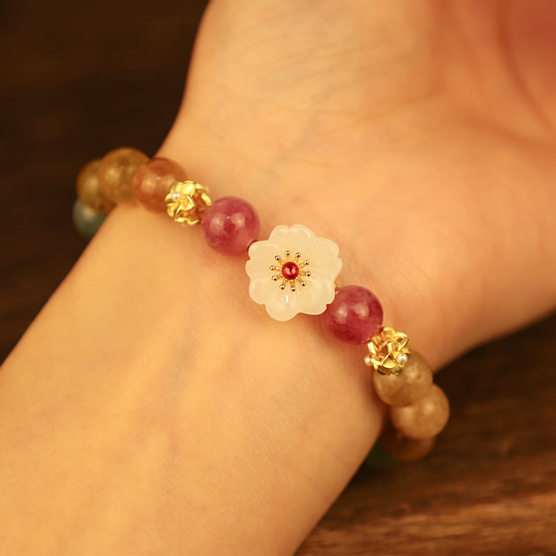 MythStone Colorful Tourmaline Jade Flowers Love Bracelet