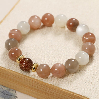 Mythstone Natural Sun Stone Gold Sandstone Wealth Positive Bracelet