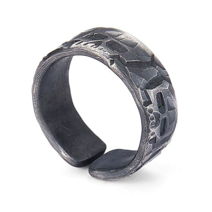 Mythstone 999 Sterling Silver Skeleton Pattern Handmade Blessing Ring